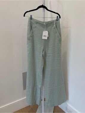 Peppermint  Wide-Leg Button Detail Pants